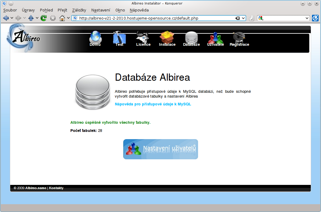 Správně nastavený přístup do databáze redakčního systému Albireo