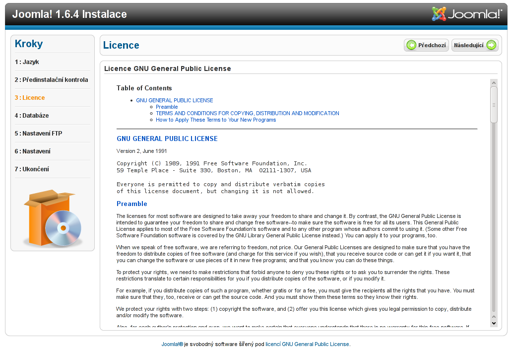 Instalace redakčního systému Joomla! - seznámení se s licencí GNU-GPL