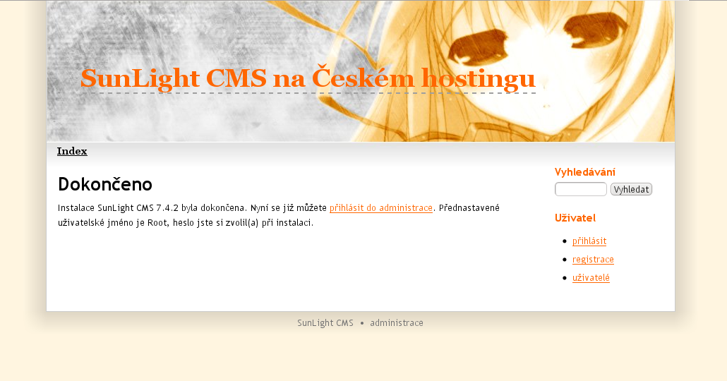 Instalace redakčního systému SunLight CMS - upravený konfigurační soubor